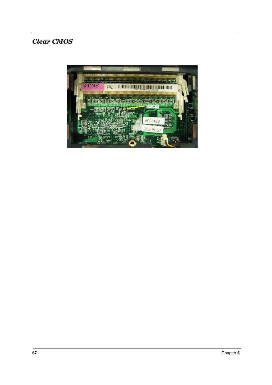 Clear cmos | Acer 1800 User Manual | Page 75 / 97