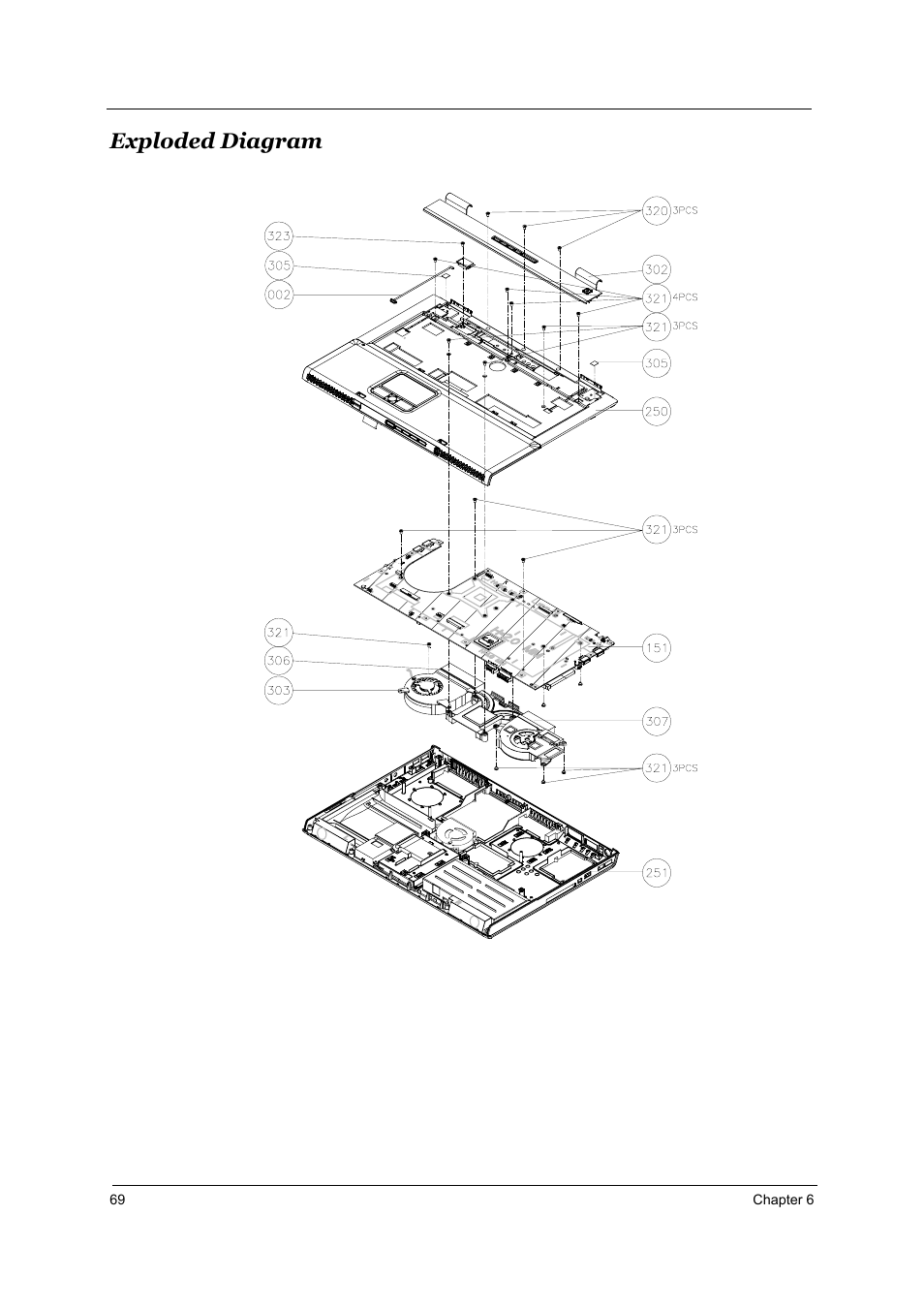 Exploded diagram | Acer 1800 User Manual | Page 77 / 97