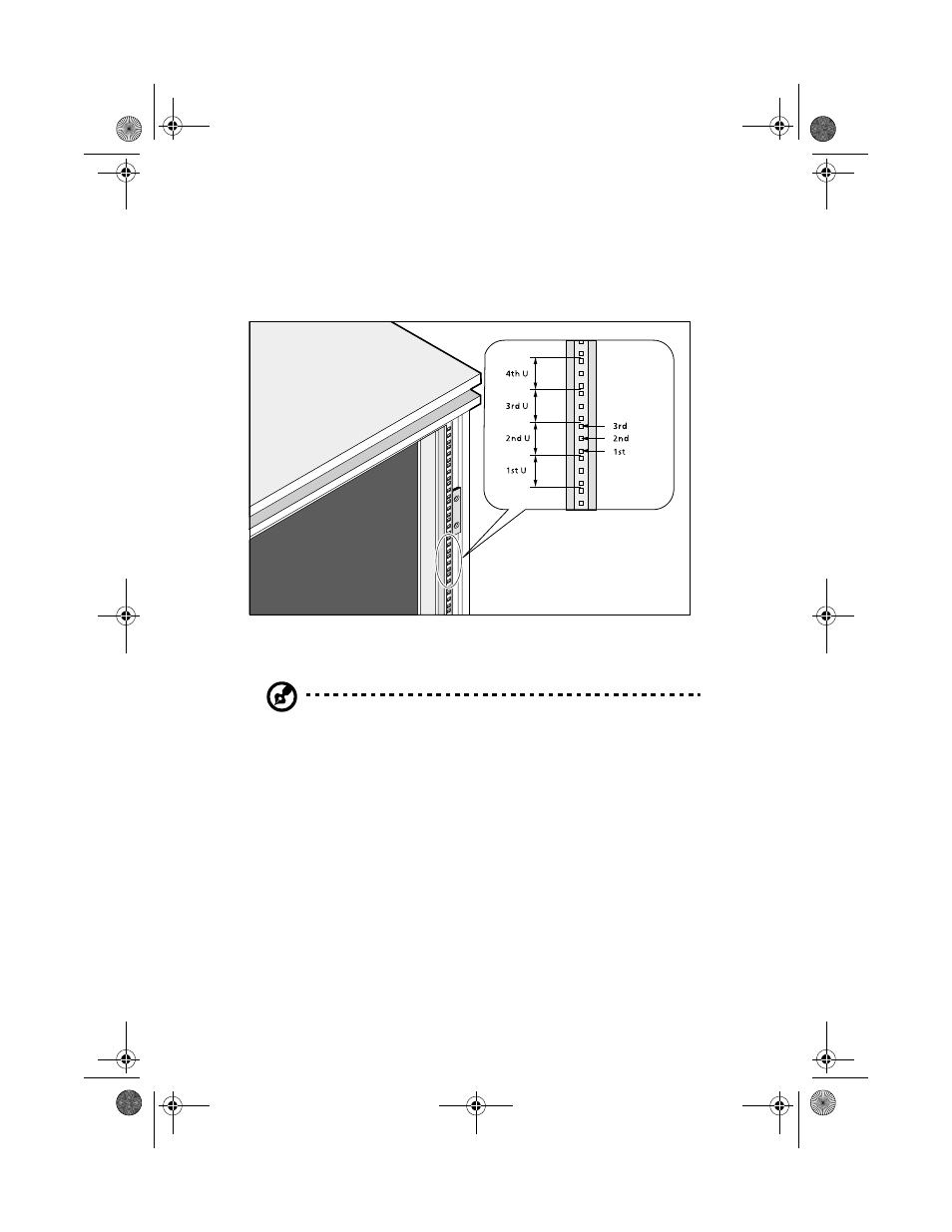 Vertical mounting hole pattern | Acer Altos G300 Series User Manual | Page 152 / 162