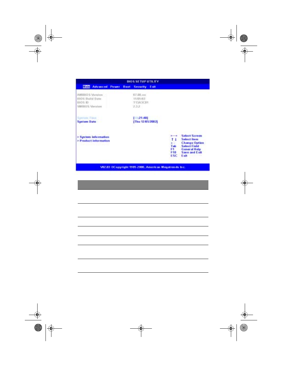 Setup submenu: main | Acer Altos G300 Series User Manual | Page 63 / 162