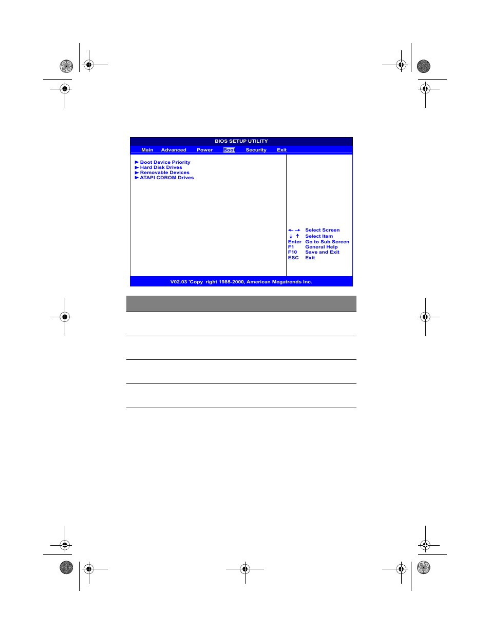 Setup submenu: boot | Acer Altos G300 Series User Manual | Page 82 / 162