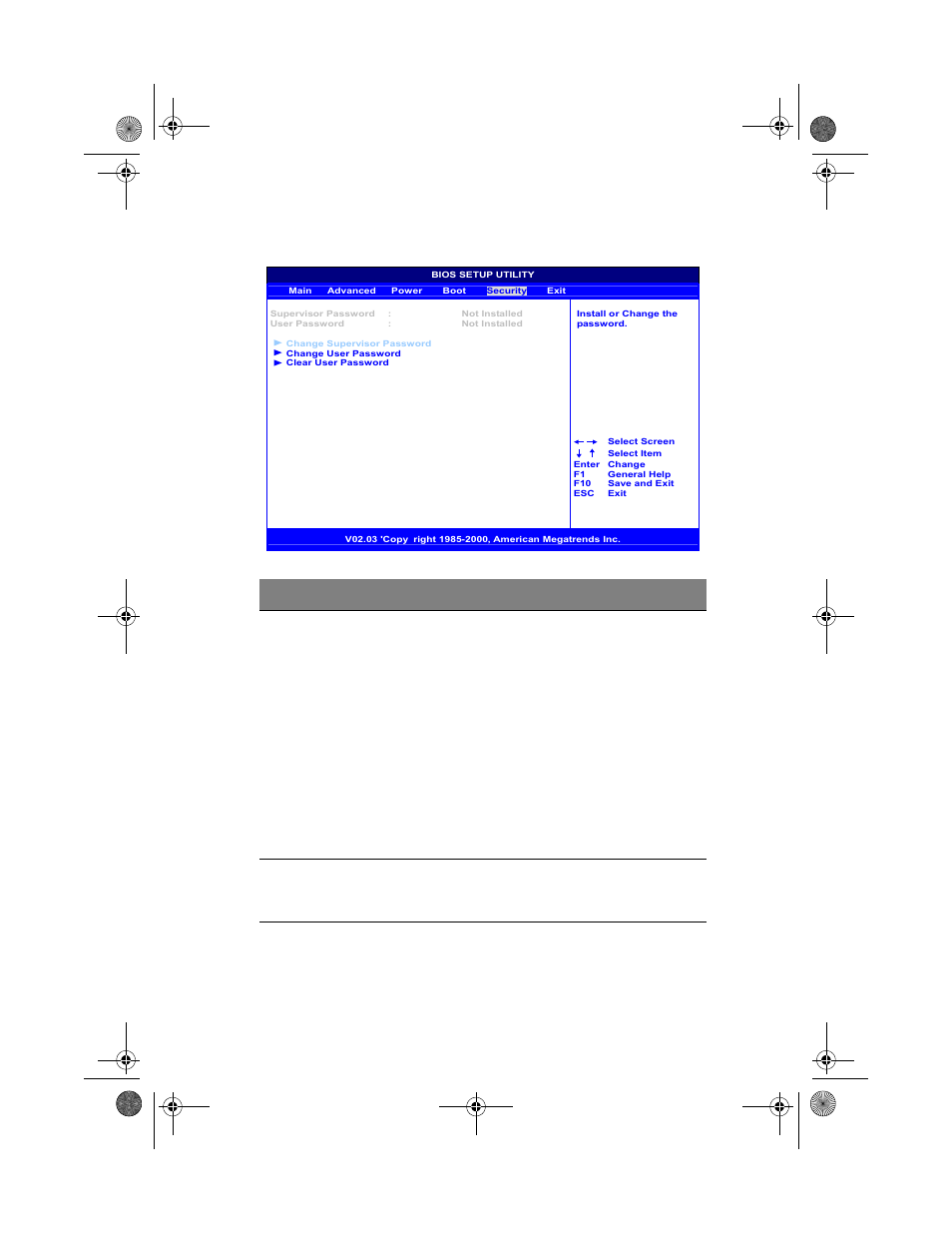 Setup submenu: security | Acer Altos G300 Series User Manual | Page 87 / 162