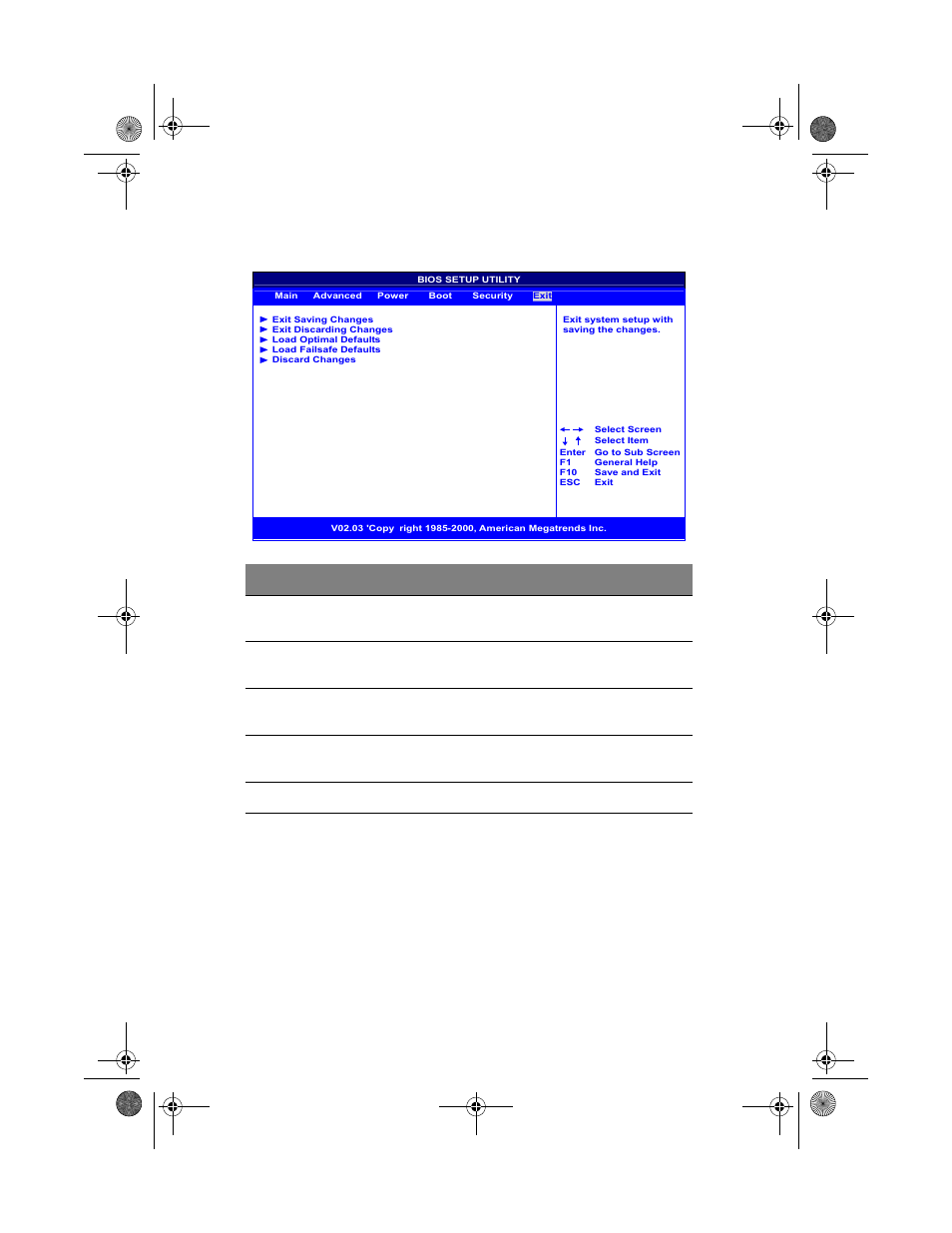 Setup submenu: exit, Auto configuration with optimal settings | Acer Altos G300 Series User Manual | Page 88 / 162