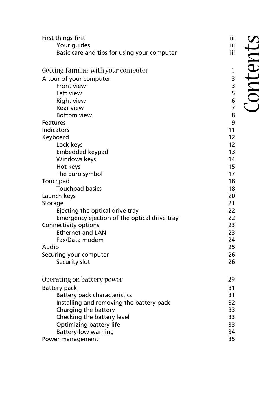 Acer 1660 User Manual | Page 7 / 100