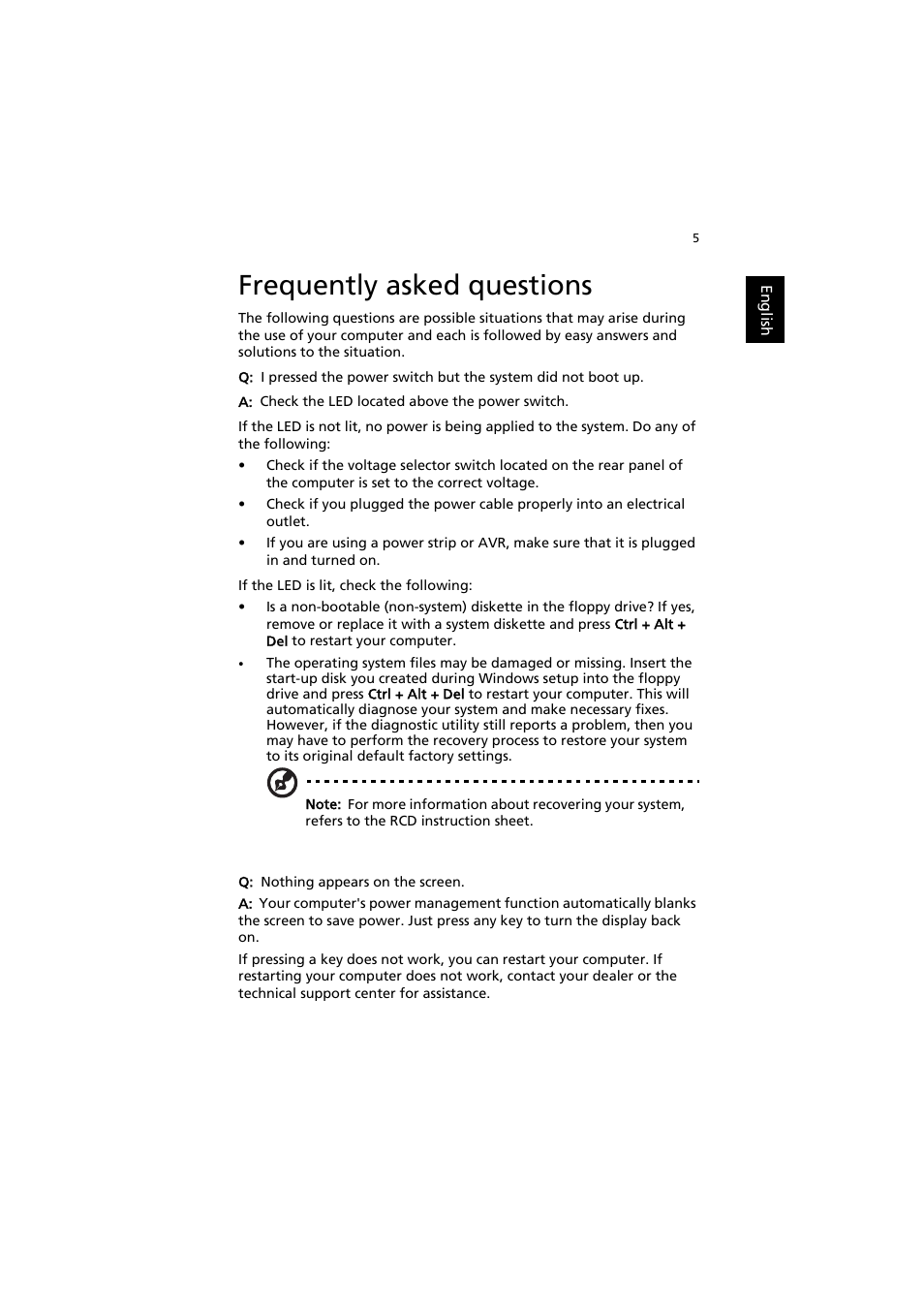 Frequently asked questions | Acer Aspire AS001 User Manual | Page 15 / 26