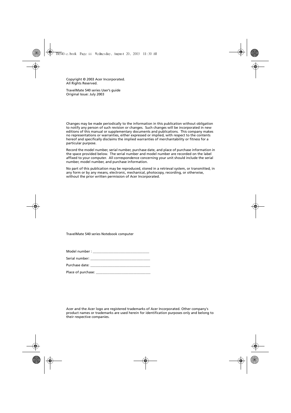 Acer 540 User Manual | Page 2 / 82