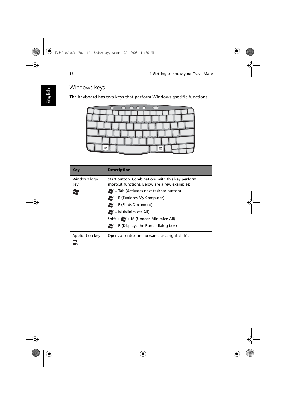 Windows keys | Acer 540 User Manual | Page 24 / 82