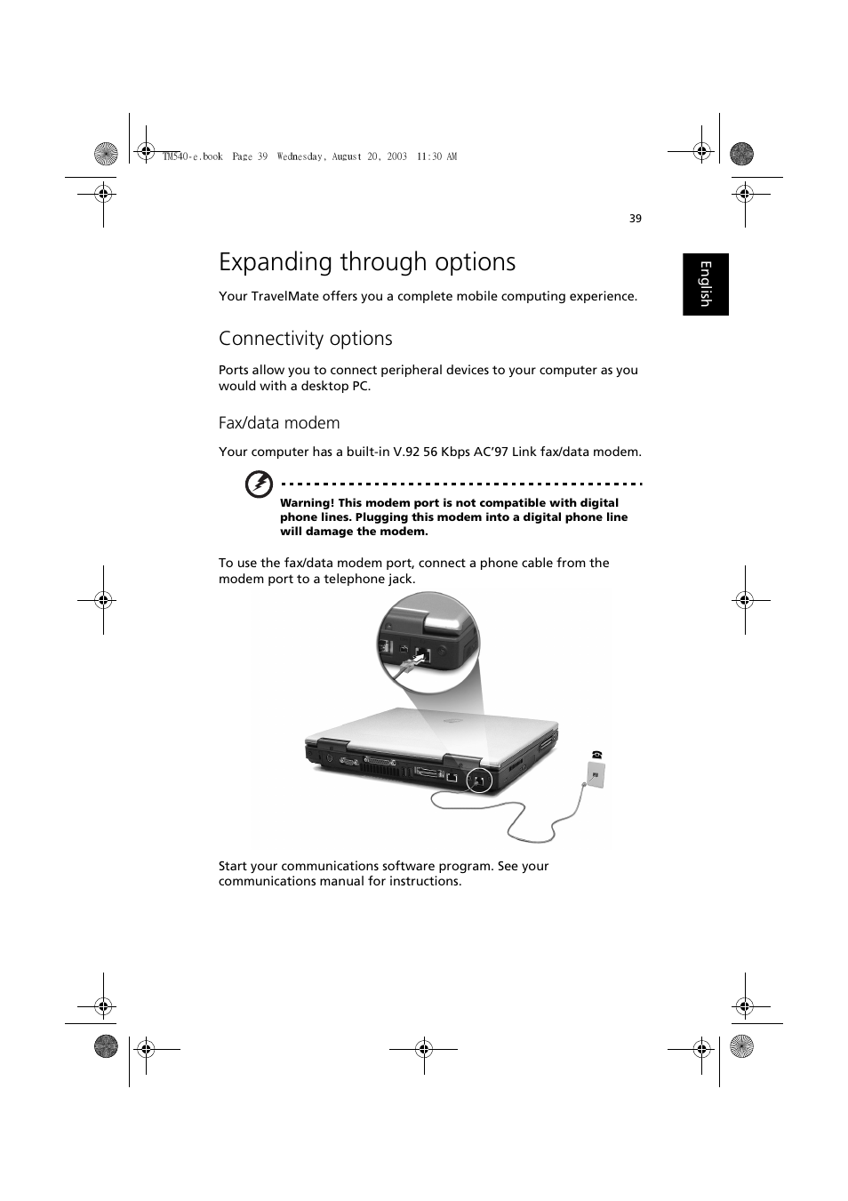 Expanding through options, Connectivity options | Acer 540 User Manual | Page 47 / 82