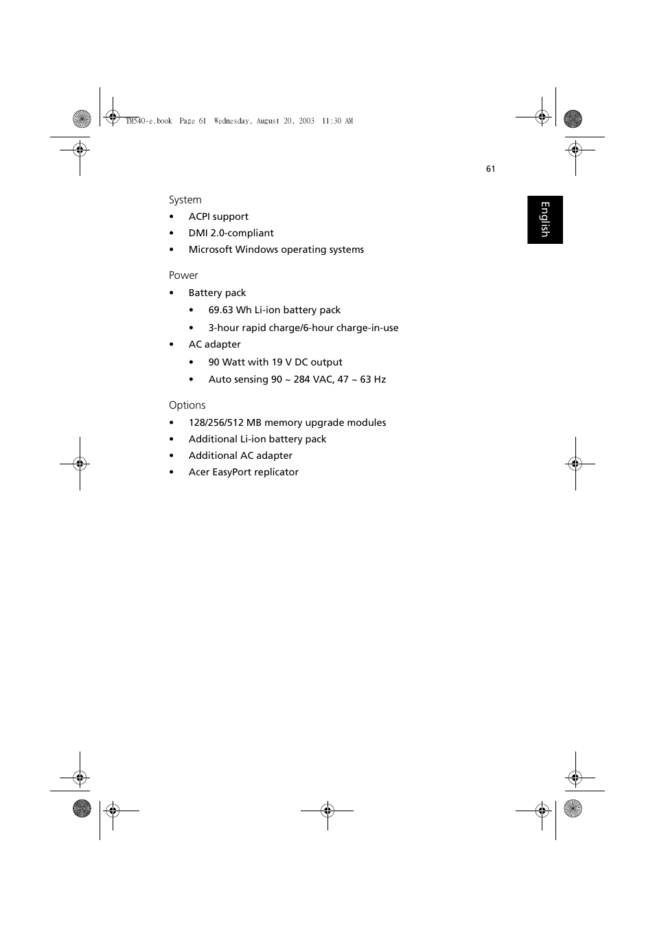 Acer 540 User Manual | Page 69 / 82