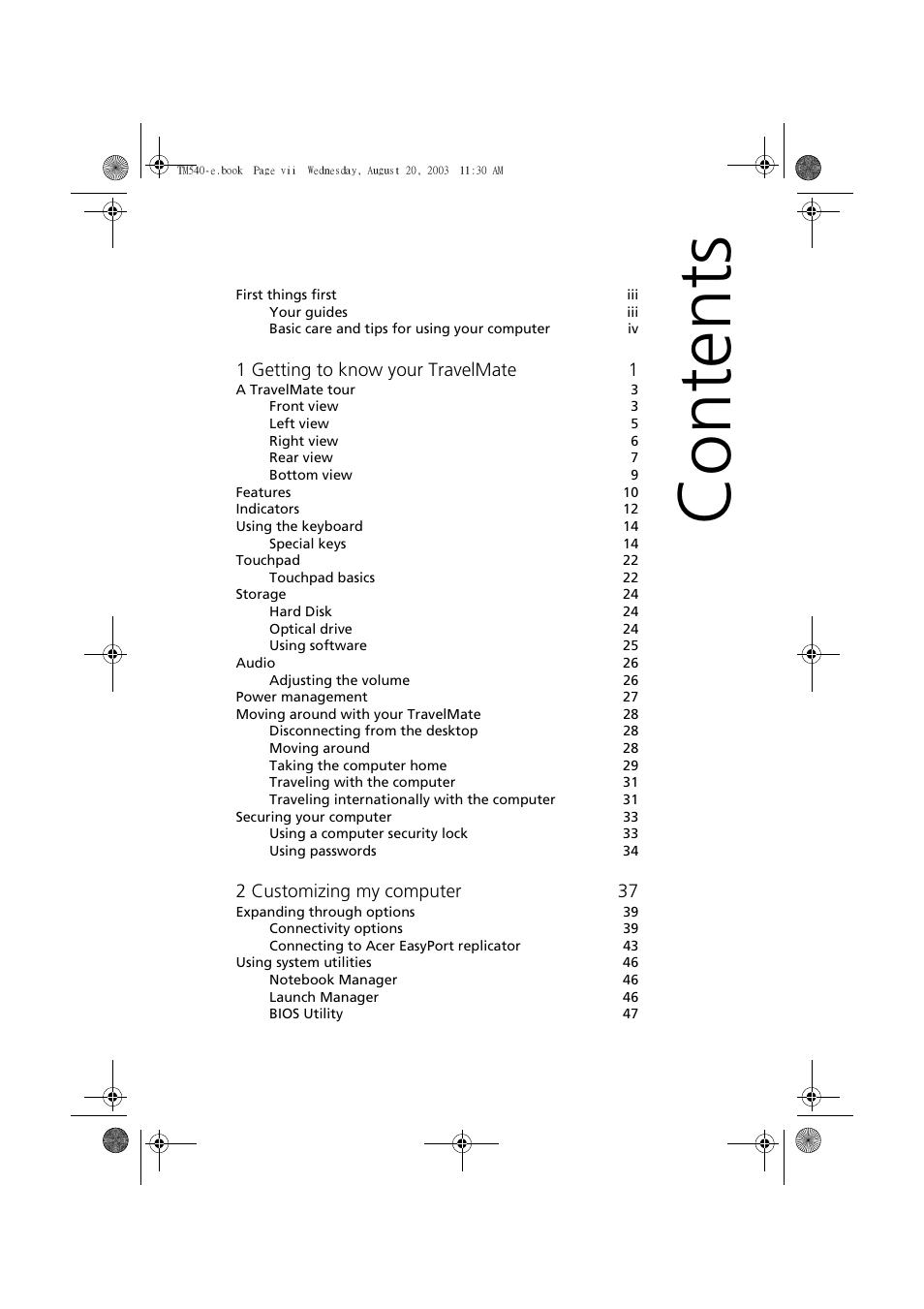 Acer 540 User Manual | Page 7 / 82
