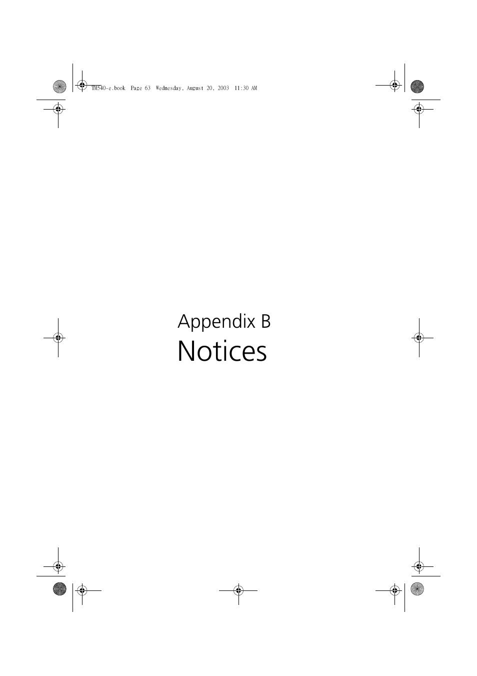 Appendix b notices, Notices | Acer 540 User Manual | Page 71 / 82