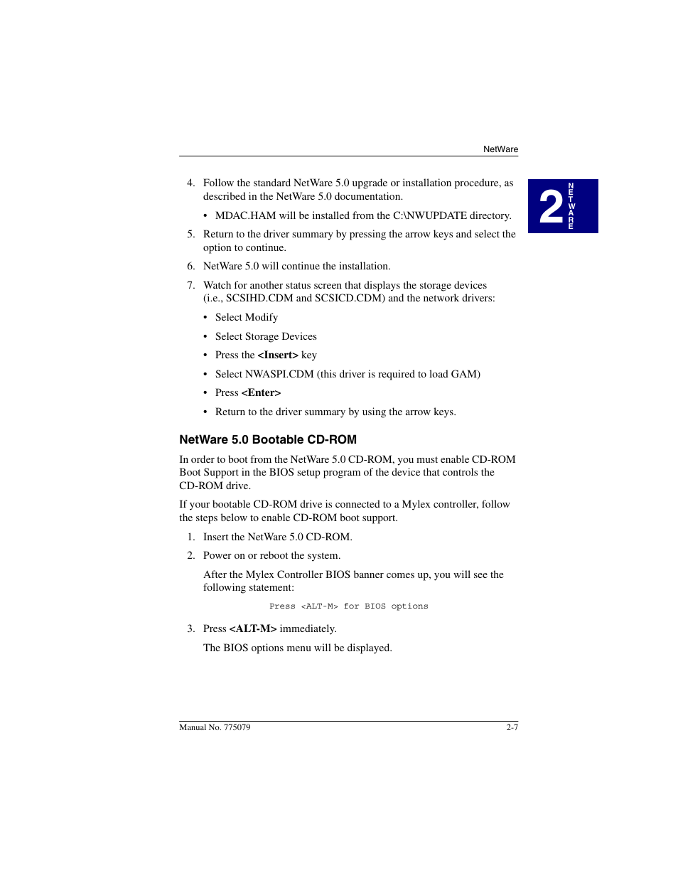 Netware 5.0 bootable cd-rom, Netware 5.0 bootable cd-rom -7 | Acer PCI Disk Array Controller Drivers 08P4100 User Manual | Page 21 / 100