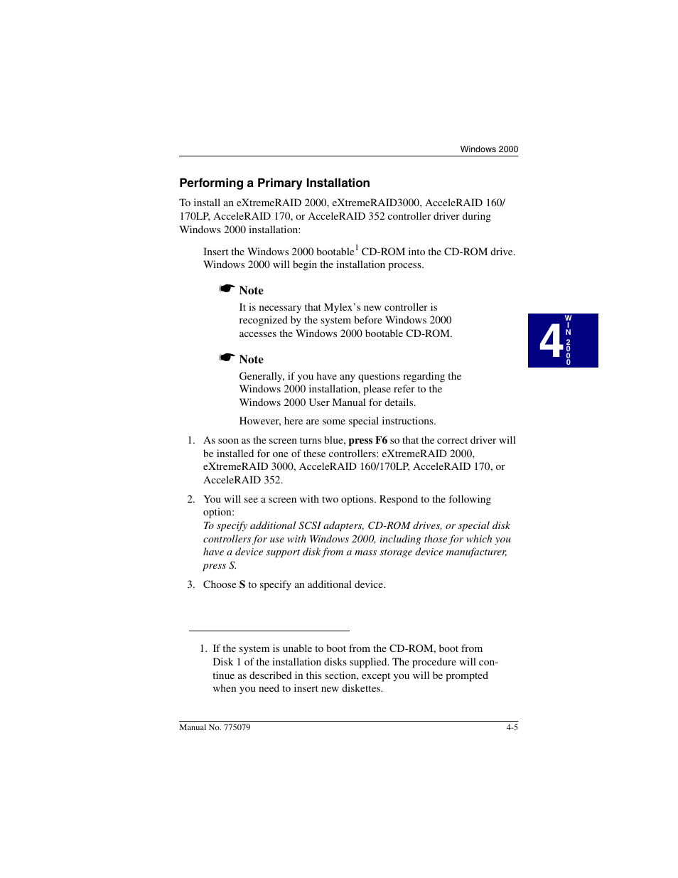 Performing a primary installation, Performing a primary installation -5 | Acer PCI Disk Array Controller Drivers 08P4100 User Manual | Page 41 / 100