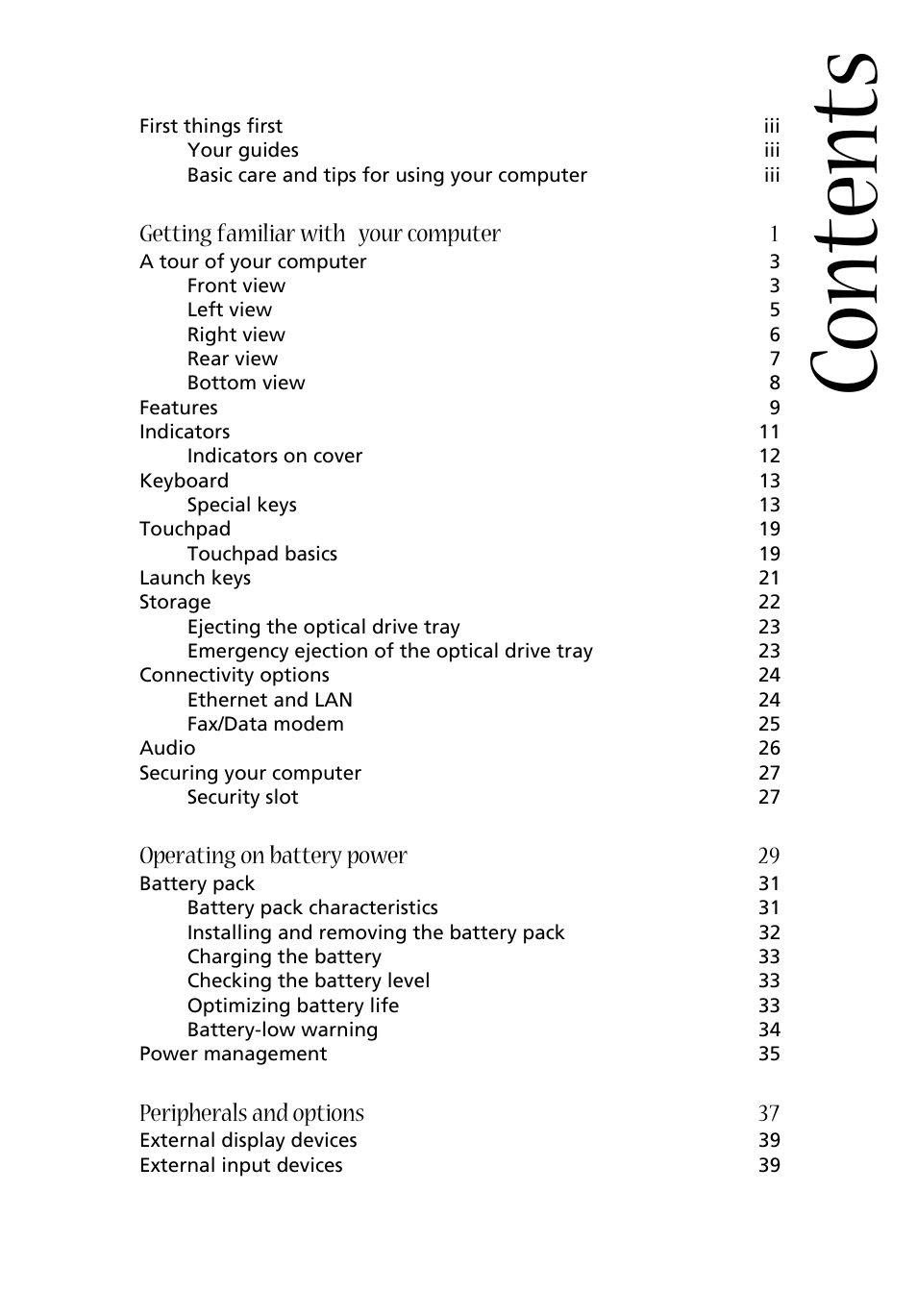 Acer 1620 Series User Manual | Page 7 / 98