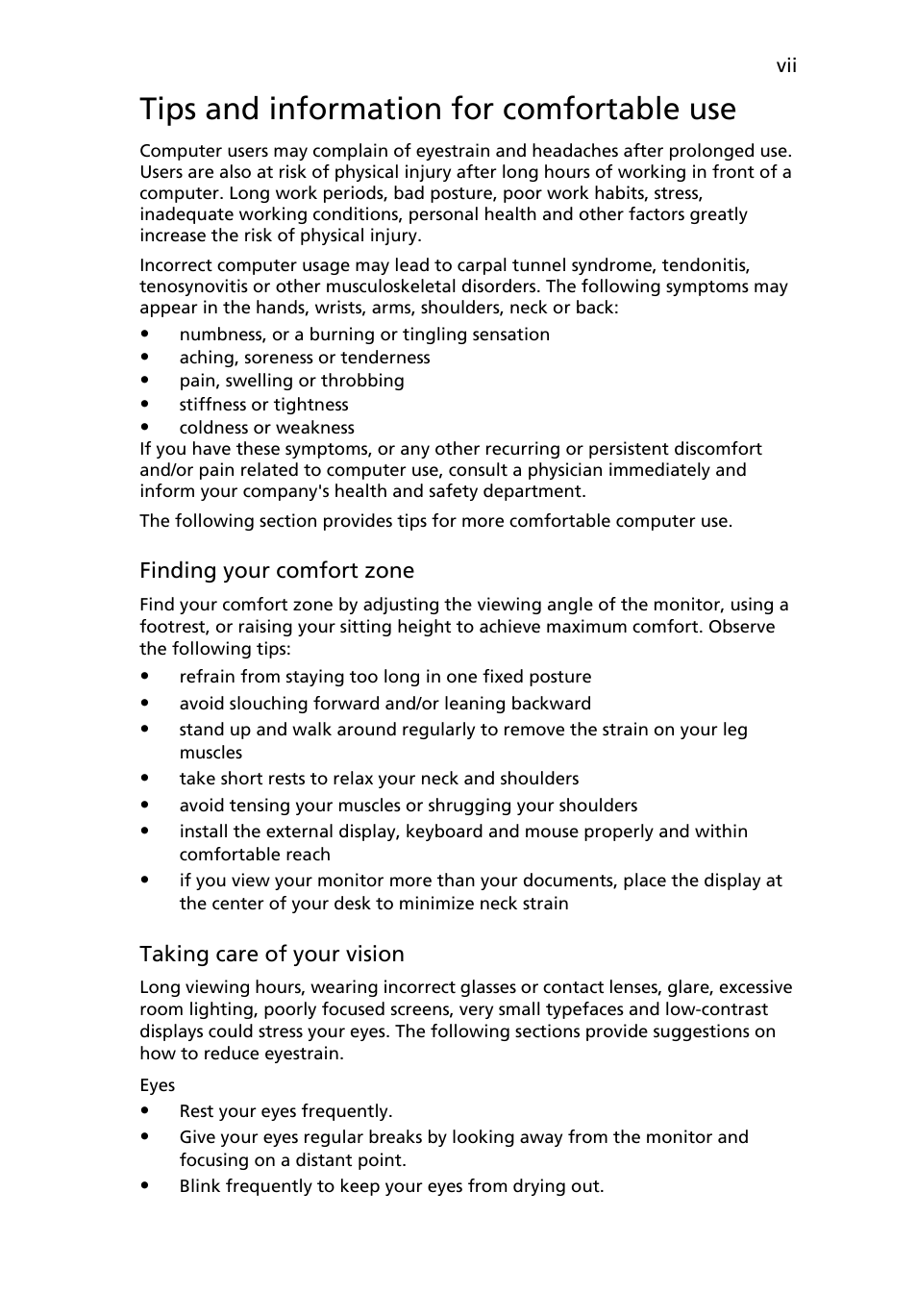 Tips and information for comfortable use | Acer Veriton N260G User Manual | Page 7 / 22
