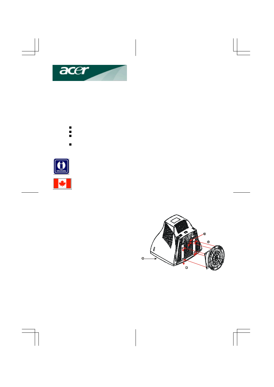 Federal communications commission, Connecting the monitor and swivel base, Removing the monitor and swivel base | Acer AC 711 User Manual | Page 2 / 7