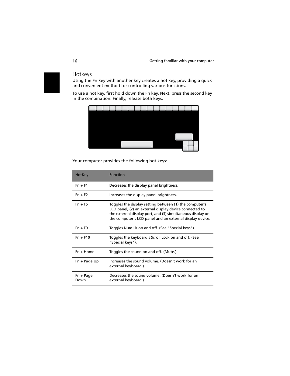 Hotkeys | Acer 1400 Series User Manual | Page 26 / 100