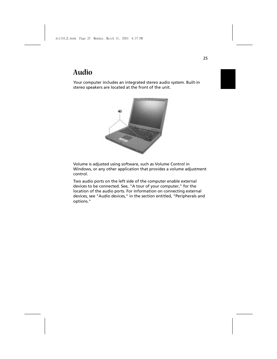 Audio | Acer 1400 Series User Manual | Page 35 / 100