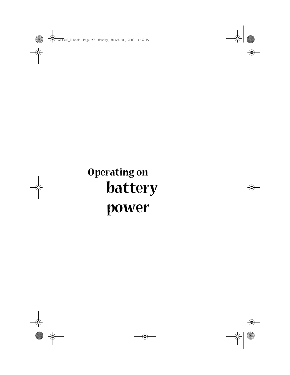 Operating on battery power, Battery power | Acer 1400 Series User Manual | Page 37 / 100