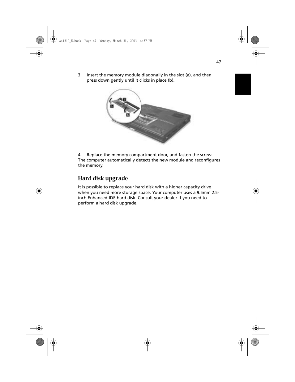 Hard disk upgrade | Acer 1400 Series User Manual | Page 57 / 100