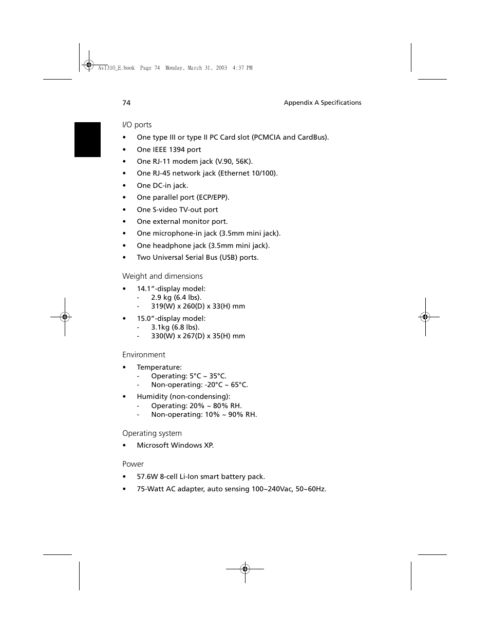 Acer 1400 Series User Manual | Page 84 / 100