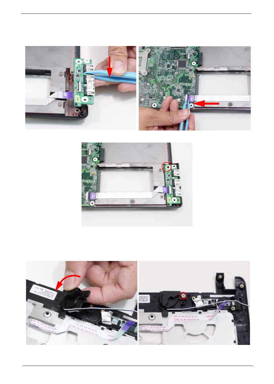 Replacing the usb board, Replacing the left speaker module | Acer 4820T User Manual | Page 110 / 226