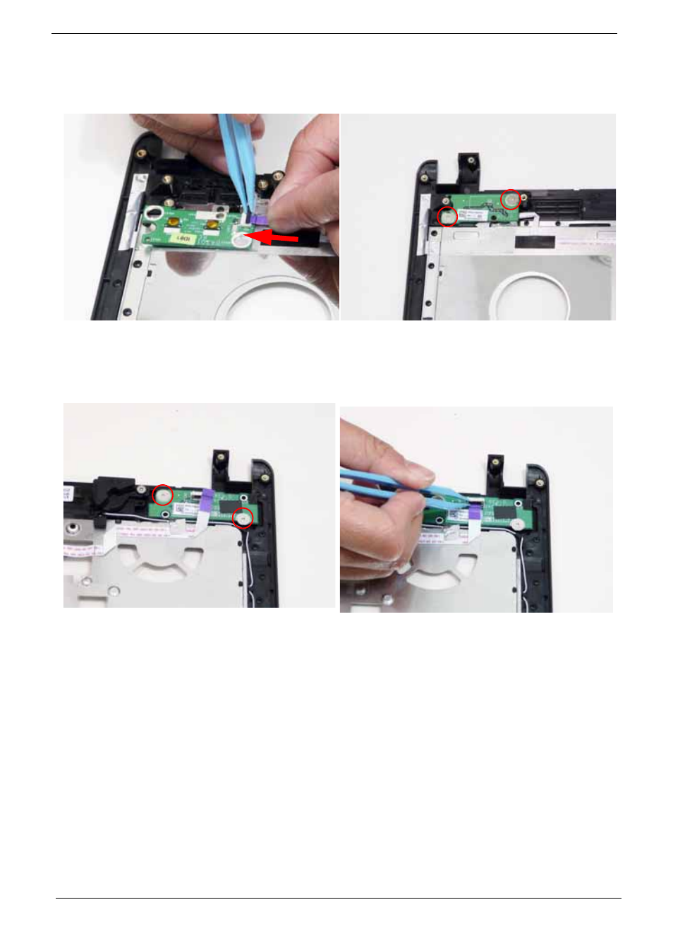 Replacing the switch board, Replacing the led board, Replacing the switch board replacing the led board | Acer 4820T User Manual | Page 112 / 226