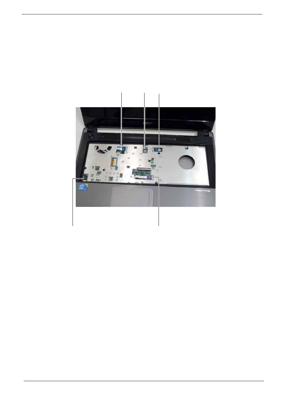 Removing the upper cover, Ab c d e | Acer 4820T User Manual | Page 68 / 226