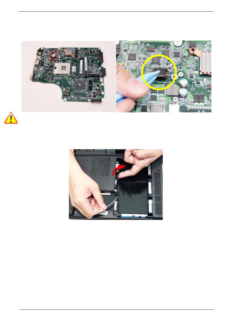 Removing the rtc battery, Removing the wifi antenna cable | Acer 4820T User Manual | Page 83 / 226