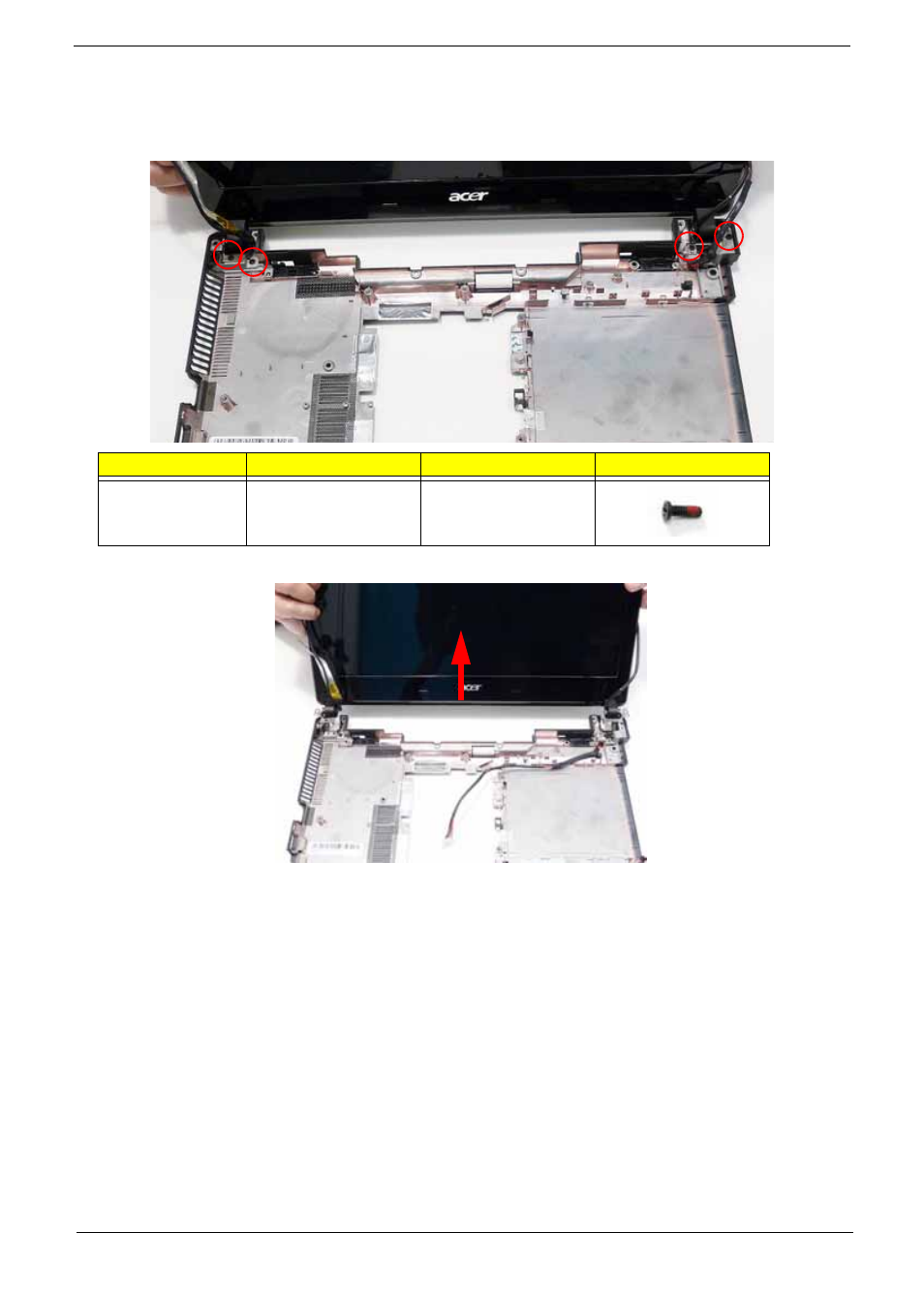 Removing the lcd module | Acer 4820T User Manual | Page 85 / 226