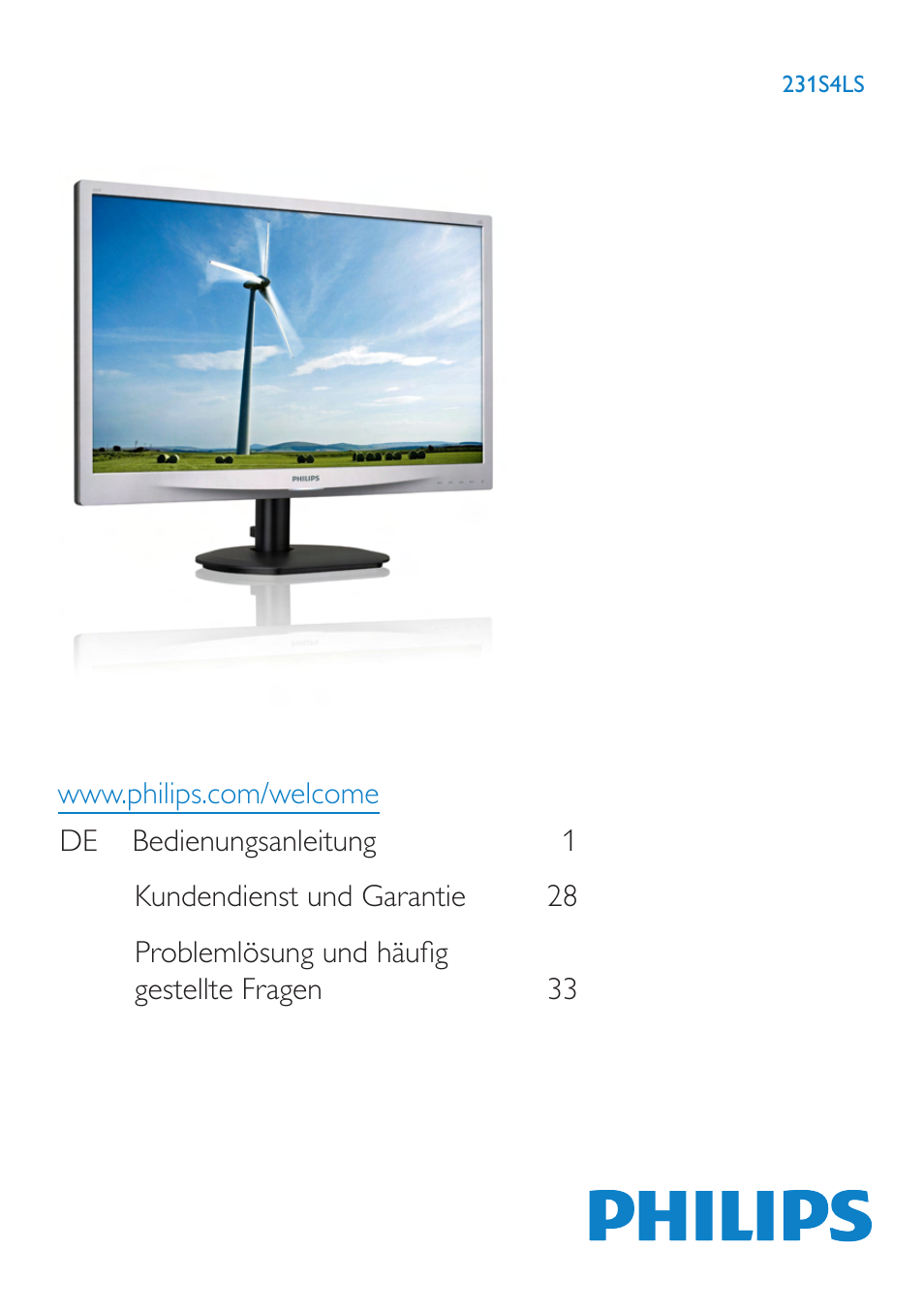 Philips LCD-Monitor mit LED-Hintergrundbeleuchtung User Manual | 41 pages