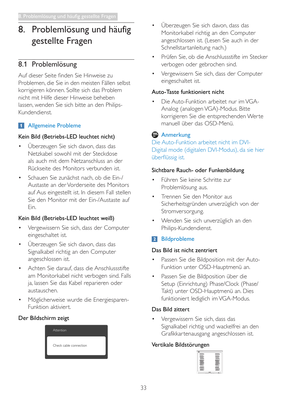 Problemlösung und häufig gestellte fragen, 1 problemlösung, Problemlösung und häufig gestellte | Fragen | Philips LCD-Monitor mit LED-Hintergrundbeleuchtung User Manual | Page 35 / 41