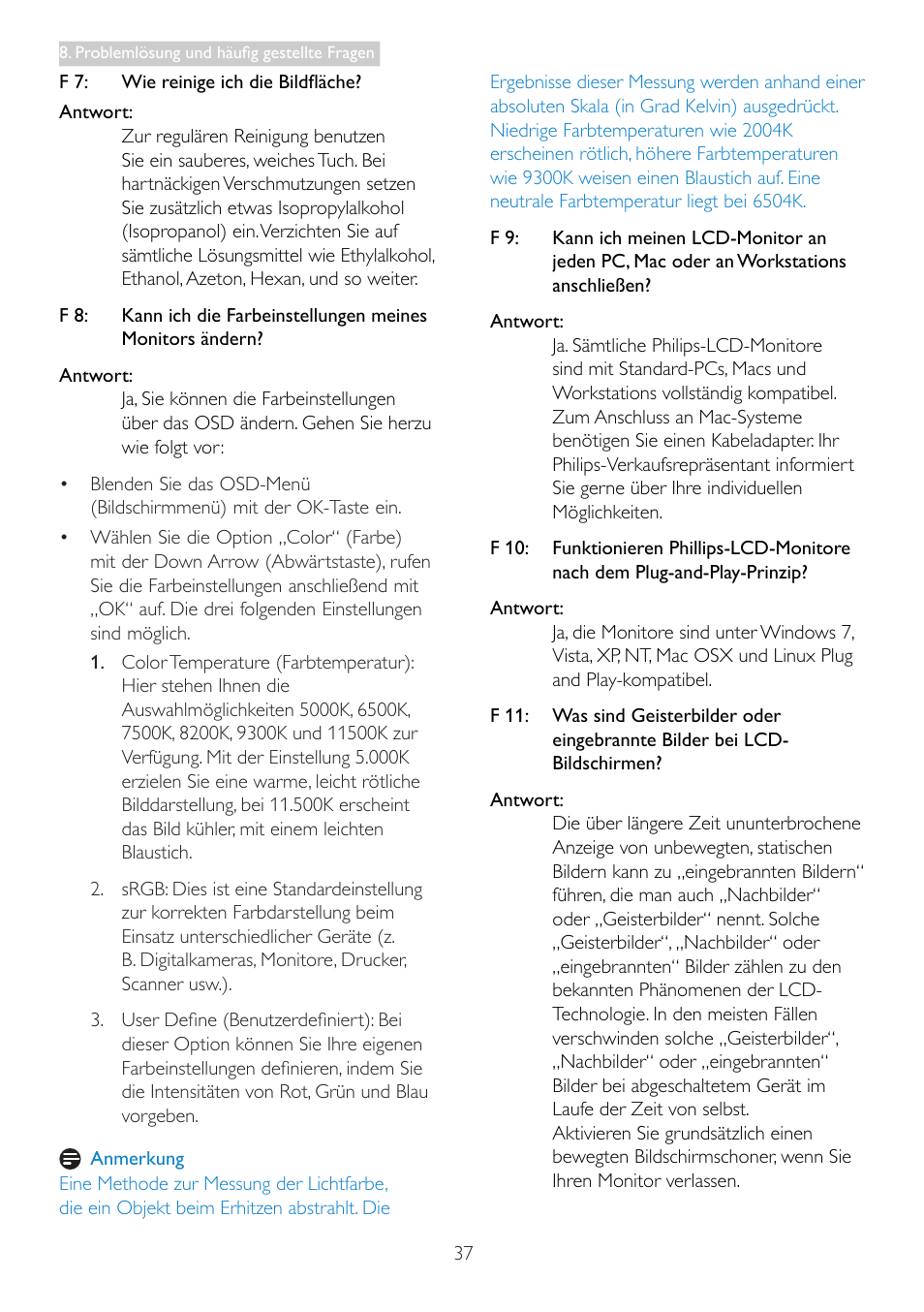 Philips LCD-Monitor mit LED-Hintergrundbeleuchtung User Manual | Page 39 / 41