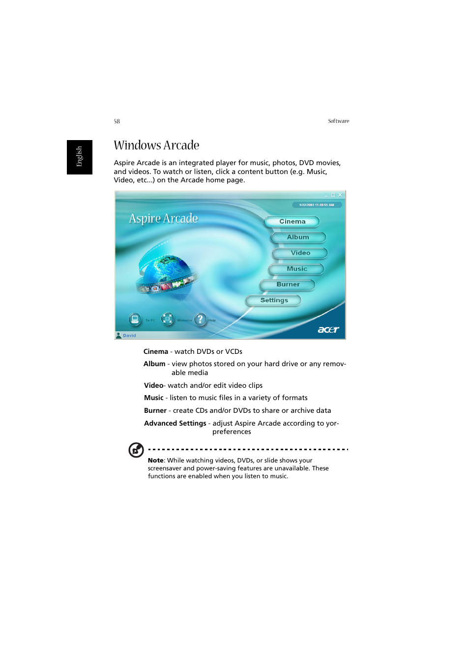 Windows arcade | Acer 2010 User Manual | Page 68 / 108