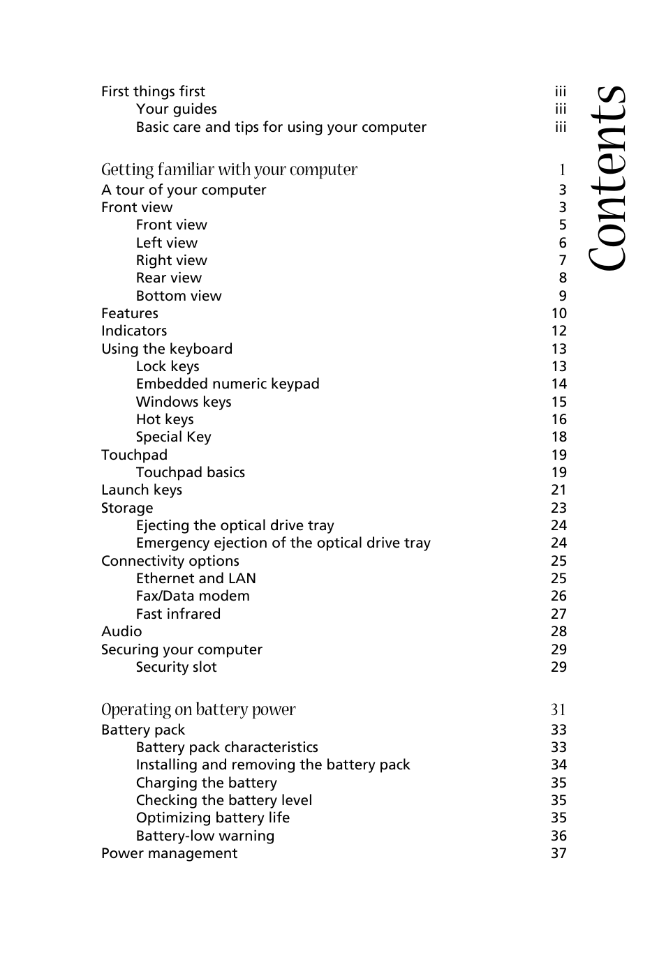 Acer 1670 User Manual | Page 7 / 118