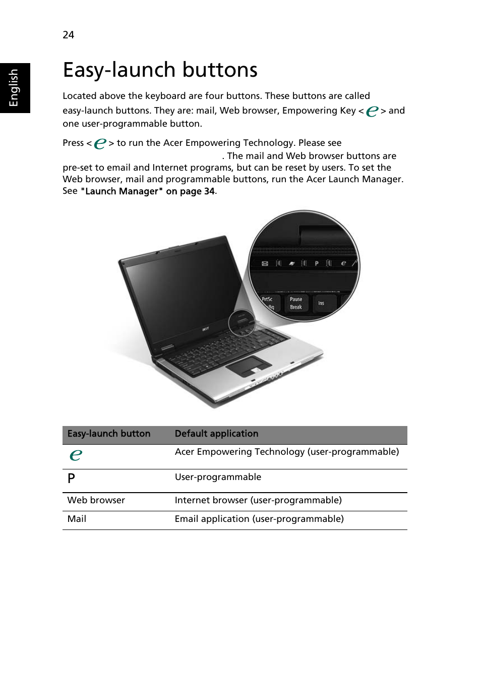 Easy-launch buttons | Acer 3650 User Manual | Page 38 / 92