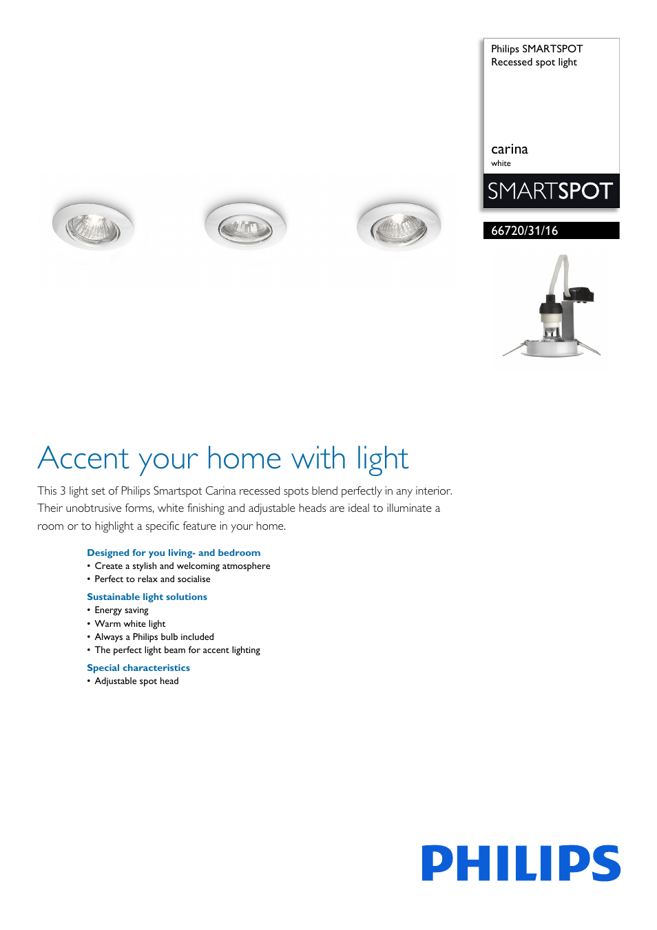 Philips SMARTSPOT Einbauspot User Manual | 2 pages