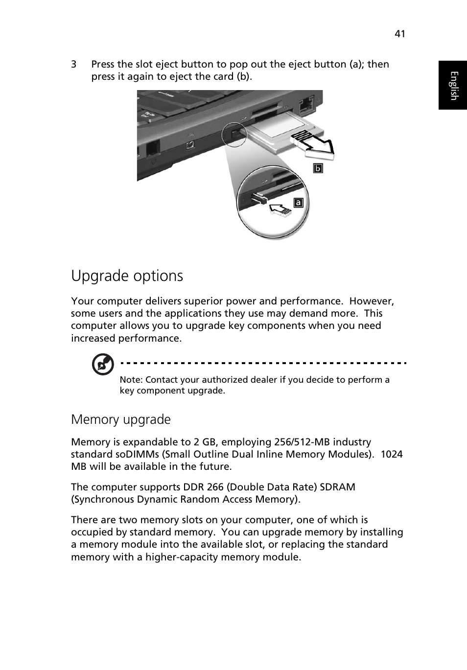 Upgrade options | Acer TravelMate 430 User Manual | Page 49 / 80