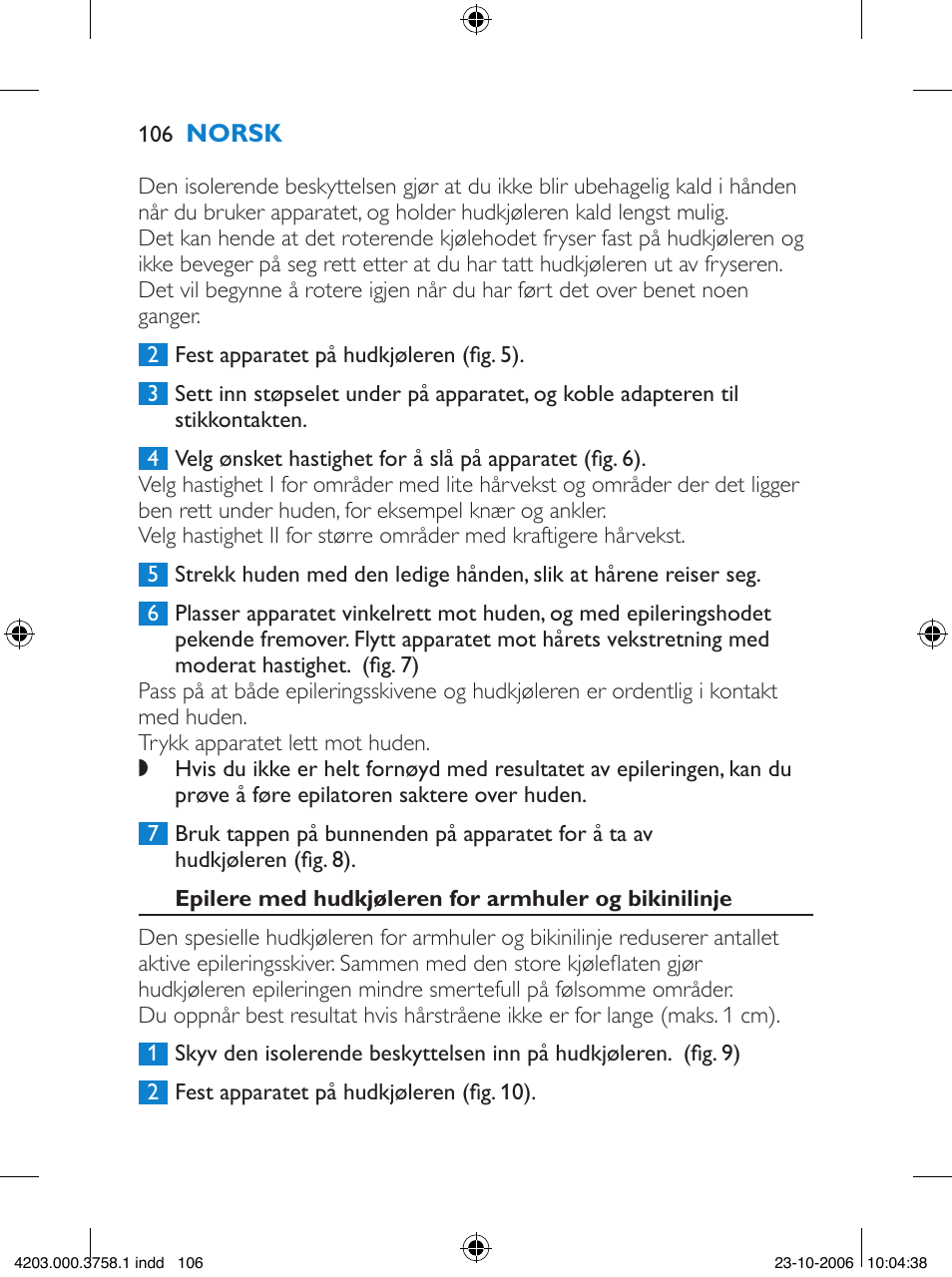 Philips Satinelle Epilierer User Manual | Page 106 / 132