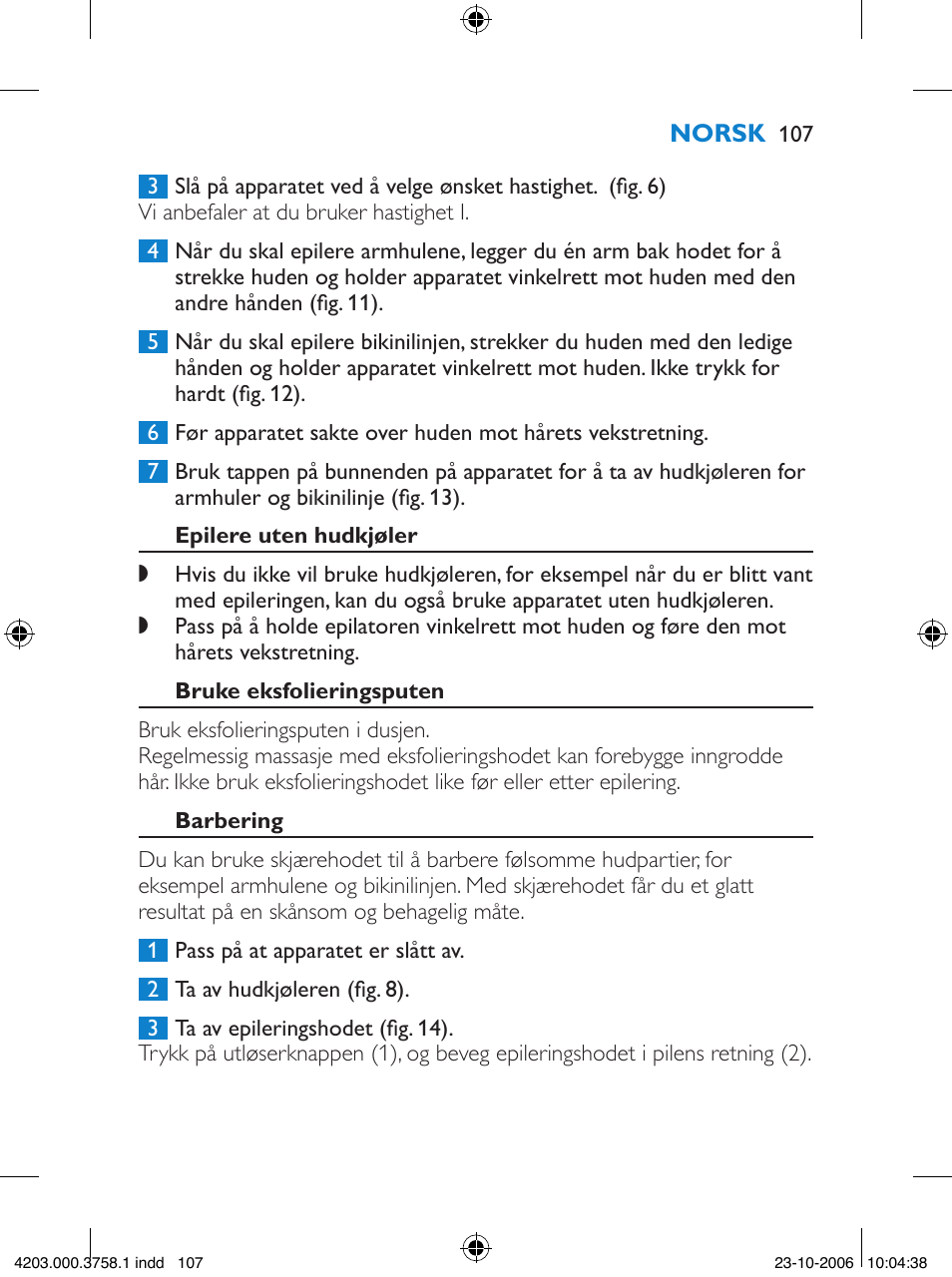 Philips Satinelle Epilierer User Manual | Page 107 / 132