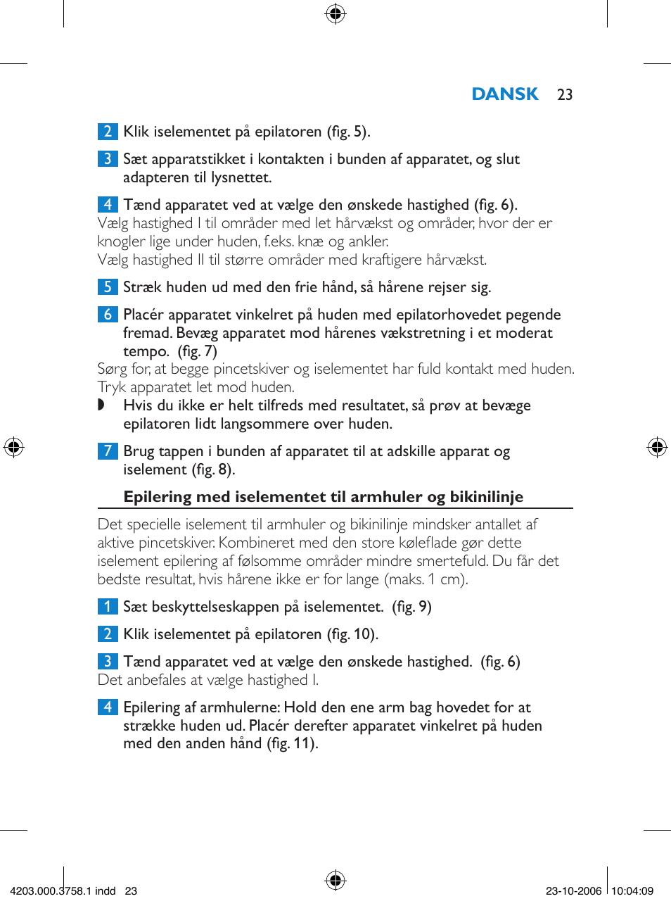 Philips Satinelle Epilierer User Manual | Page 23 / 132