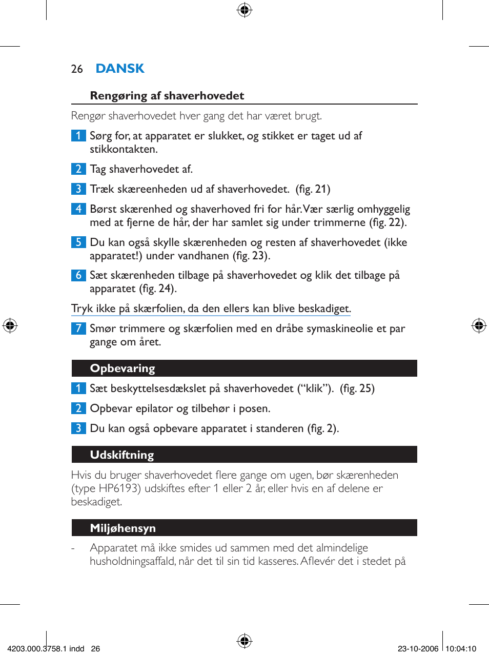 Philips Satinelle Epilierer User Manual | Page 26 / 132