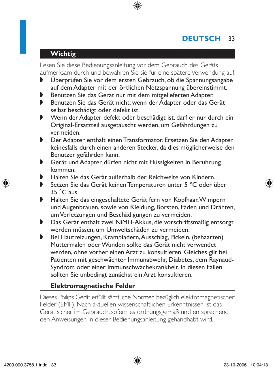 Philips Satinelle Epilierer User Manual | Page 33 / 132