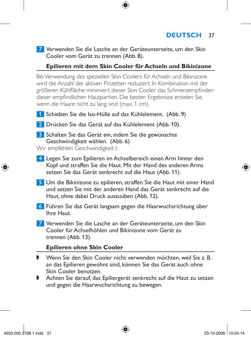 Philips Satinelle Epilierer User Manual | Page 37 / 132