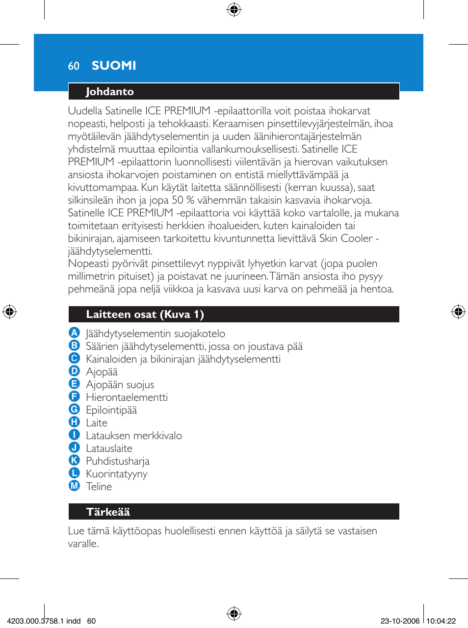 Philips Satinelle Epilierer User Manual | Page 60 / 132