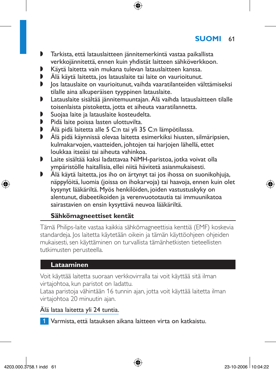 Philips Satinelle Epilierer User Manual | Page 61 / 132