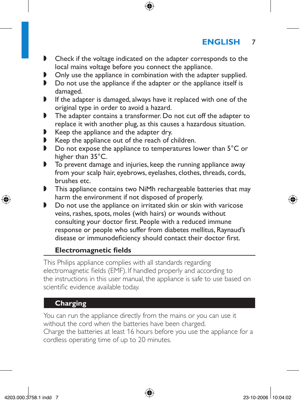 Philips Satinelle Epilierer User Manual | Page 7 / 132