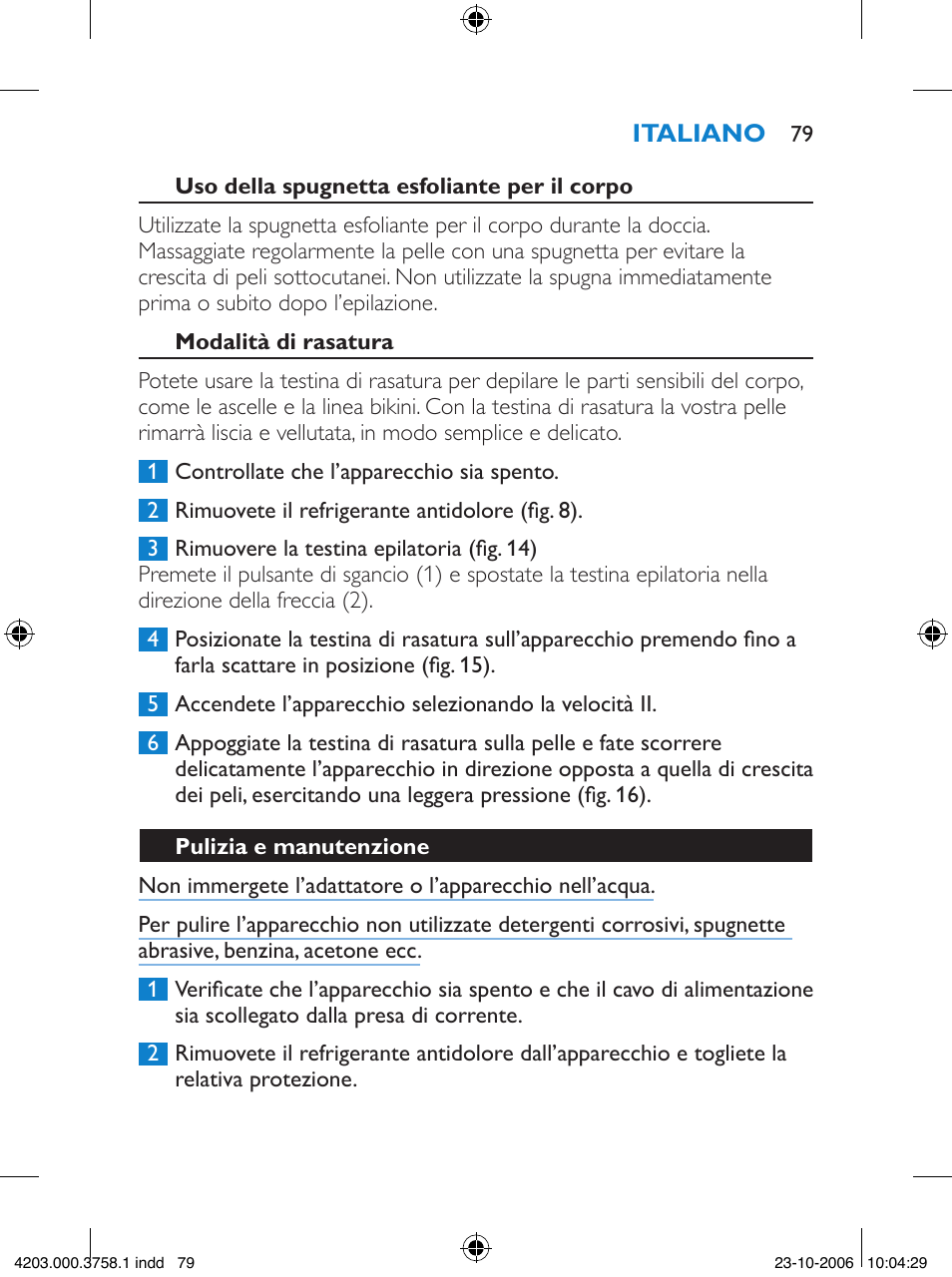 Philips Satinelle Epilierer User Manual | Page 79 / 132