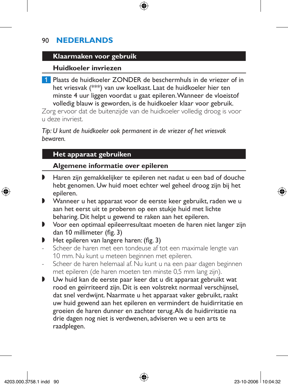 Philips Satinelle Epilierer User Manual | Page 90 / 132