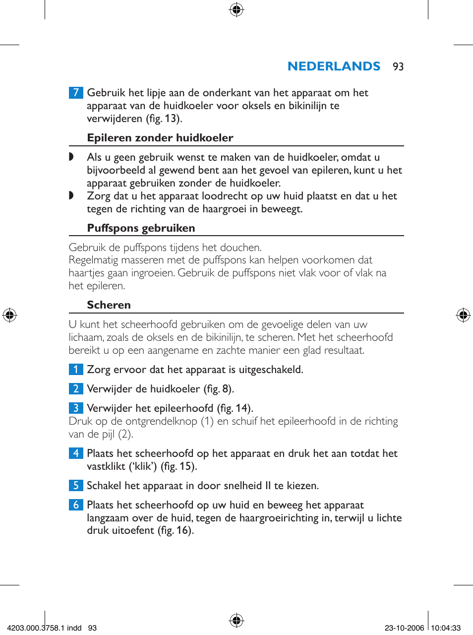 Philips Satinelle Epilierer User Manual | Page 93 / 132